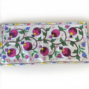 Handmade Embroidered Pillow Cover 3D Bright Floral Vine 14.5x 29.5” Boho Cottage
